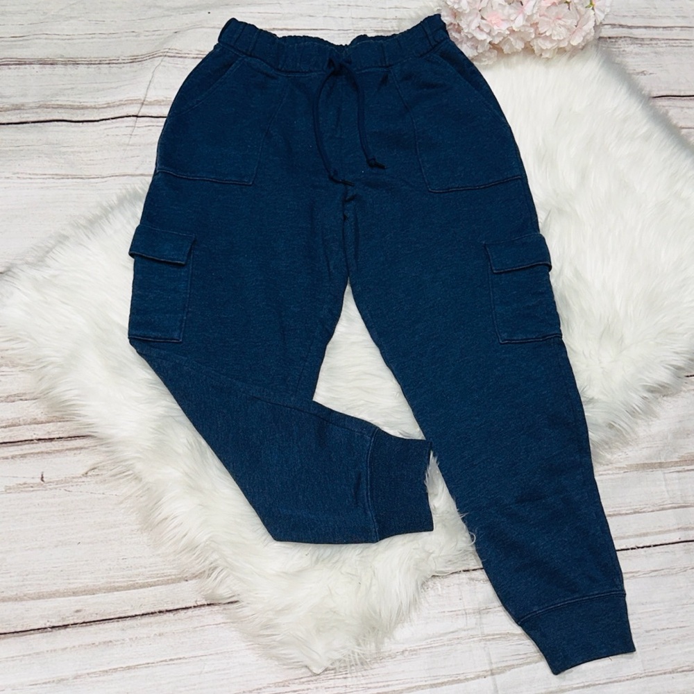 Pink Victoria’s Secret Denim Blue Cargo Joggers Size Small